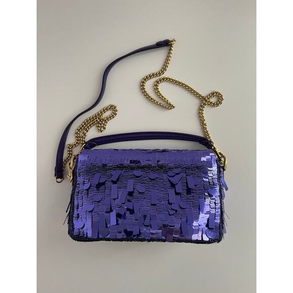 Fendi baguette mini purple sequin gold hardware shoulder bag - Picture 4 of 8